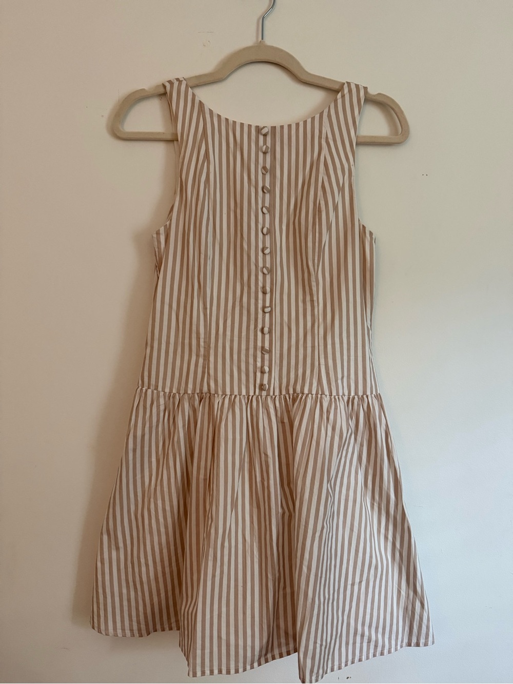 Altar'd State Women’s Sleeveless Beige & White Striped Button-up Dress